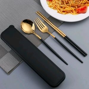 Stainless Steel Fork Spoon & Chopstick Set Flatware